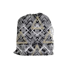 Retro Black And White Gold Design By Kiekiestrickland Drawstring Pouches (large)  by flipstylezfashionsLLC