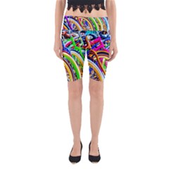 Colorful Bicycles In A Row Yoga Cropped Leggings by FunnyCow