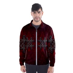 Decorative Celtic Knot On Dark Vintage Background Windbreaker (men) by FantasyWorld7