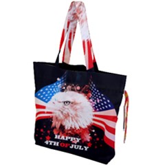 Independence Day, Eagle With Usa Flag Drawstring Tote Bag by FantasyWorld7