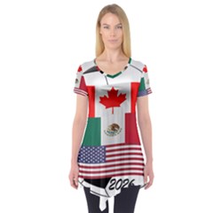 United Football Championship Hosting 2026 Soccer Ball Logo Canada Mexico Usa Short Sleeve Tunic  by yoursparklingshop