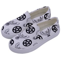 Owls And Pentacles Kids  Canvas Slip Ons by IIPhotographyAndDesigns