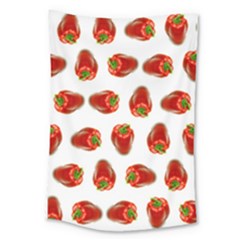 Red Peppers Pattern Large Tapestry by SuperPatterns