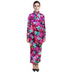 Pile Of Red Strawberries Turtleneck Maxi Dress by FunnyCow