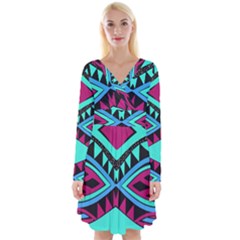 Ovals And Rhombus                                             Long Sleeve Front Wrap Dress by LalyLauraFLM