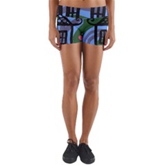 Smiling House Yoga Shorts by snowwhitegirl