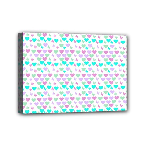 Hearts Butterflies White 1200 Mini Canvas 7  X 5  by snowwhitegirl
