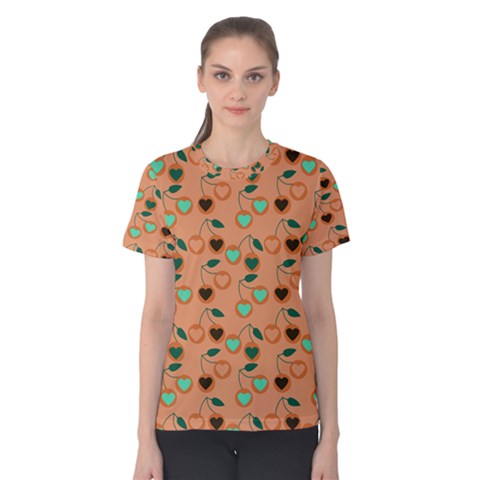 Peach Cherries Women s Cotton Tee by snowwhitegirl
