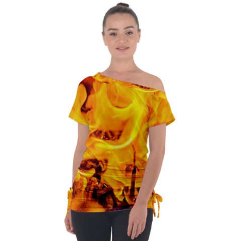 Fire And Flames Tie-up Tee by FunnyCow