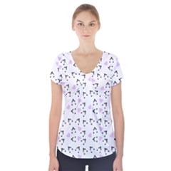 Black Hats Short Sleeve Front Detail Top by snowwhitegirl