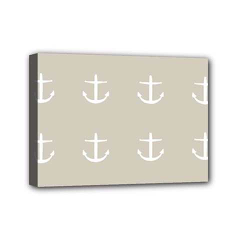 Lt Grey Anchors Mini Canvas 7  X 5  by snowwhitegirl