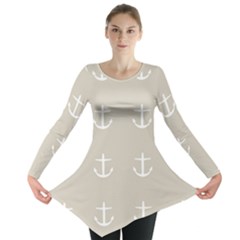 Lt Grey Anchors Long Sleeve Tunic  by snowwhitegirl