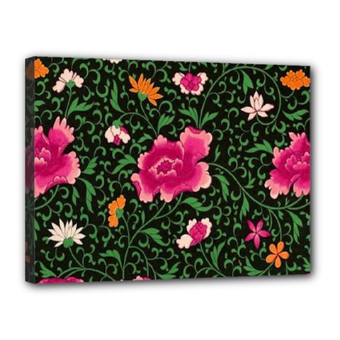 Pink Japan Floral Canvas 16  X 12  by snowwhitegirl