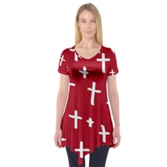 Red White Cross Short Sleeve Tunic  by snowwhitegirl