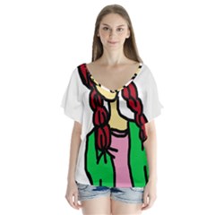 Nerdy Girl V-neck Flutter Sleeve Top by snowwhitegirl