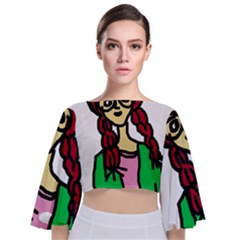 Nerdy Girl Tie Back Butterfly Sleeve Chiffon Top by snowwhitegirl