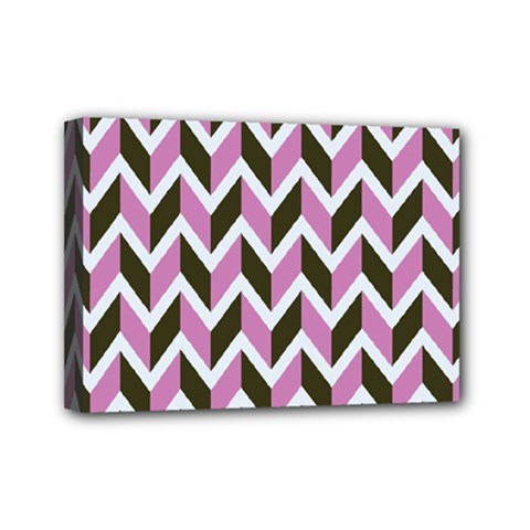 Zigzag Chevron Pattern Pink Brown Mini Canvas 7  X 5  by snowwhitegirl