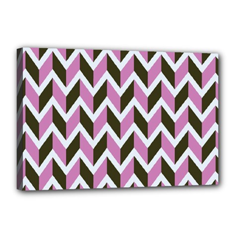 Zigzag Chevron Pattern Pink Brown Canvas 18  X 12  by snowwhitegirl