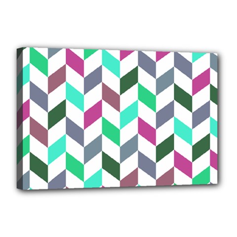 Zigzag Chevron Pattern Aqua Purple Canvas 18  X 12  by snowwhitegirl