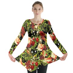Fruit Blossom Black Long Sleeve Tunic  by snowwhitegirl