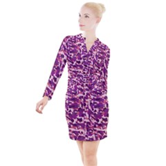 Pink Camo Button Long Sleeve Dress by snowwhitegirl
