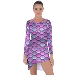 Pink Mermaid Scale Asymmetric Cut-out Shift Dress by snowwhitegirl