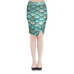 Aqua Mermaid Scale Midi Wrap Pencil Skirt by snowwhitegirl