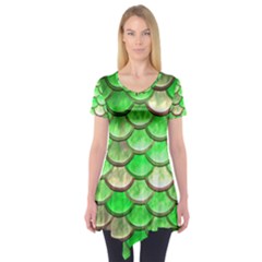 Green Mermaid Scale Short Sleeve Tunic  by snowwhitegirl