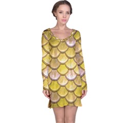 Yellow  Mermaid Scale Long Sleeve Nightdress by snowwhitegirl