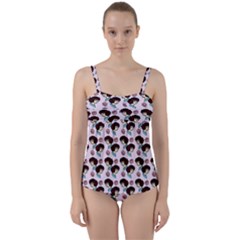 Redhead Girl Pink Twist Front Tankini Set by snowwhitegirl