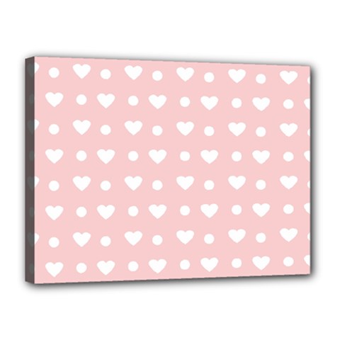 Hearts Dots Pink Canvas 16  X 12  by snowwhitegirl