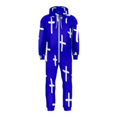 Blue White Cross Hooded Jumpsuit (kids) by snowwhitegirl