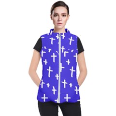 Blue White Cross Women s Puffer Vest by snowwhitegirl