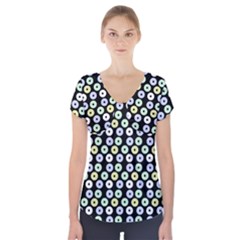 Eye Dots Black Pastel Short Sleeve Front Detail Top by snowwhitegirl