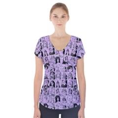Lilac Yearbok Short Sleeve Front Detail Top by snowwhitegirl