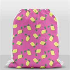 Lemons Pink Drawstring Bag (small) by snowwhitegirl