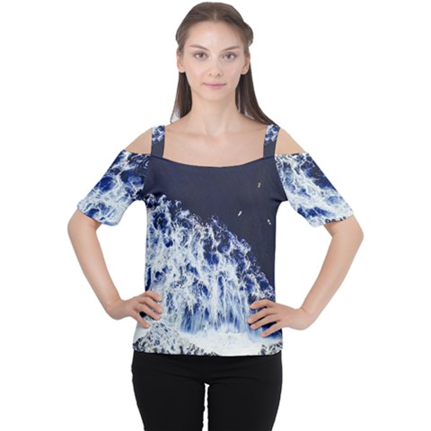 Blue Waves Sea Cutout Shoulder Tee by snowwhitegirl