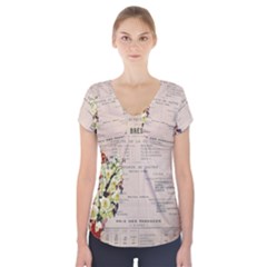 Letter Floral Short Sleeve Front Detail Top by vintage2030