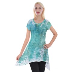 Splash Teal Short Sleeve Side Drop Tunic by vintage2030