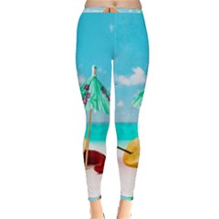 Red Chili Peppers On The Beach Inside Out Leggings by FunnyCow