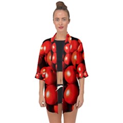 Pile Of Red Tomatoes Open Front Chiffon Kimono by FunnyCow
