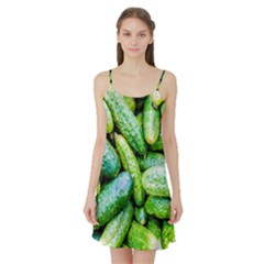 Pile Of Green Cucumbers Satin Night Slip by FunnyCow
