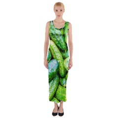 Pile Of Green Cucumbers Fitted Maxi Dress by FunnyCow