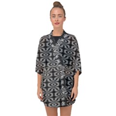 Monochrome Centipede Arabesque Half Sleeve Chiffon Kimono by linceazul