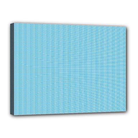 Oktoberfest Bavarian Blue Mini Houndstooth Check Canvas 16  X 12  (stretched) by PodArtist