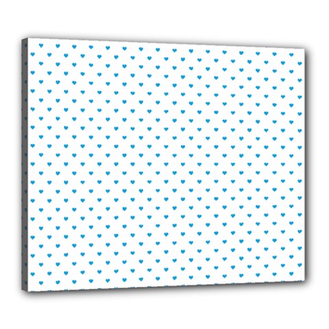 Oktoberfest Bavarian Blue Mini Love Hearts On White Canvas 24  X 20  (stretched) by PodArtist