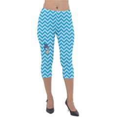 Chevron Mermaid Pattern Lightweight Velour Capri Leggings  by emilyzragz