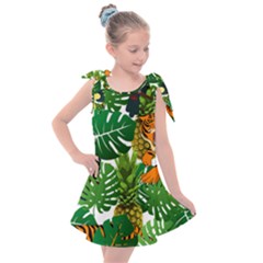 Tropical Pelican Tiger Jungle Kids  Tie Up Tunic Dress by snowwhitegirl