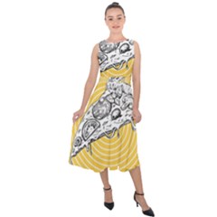 Pop Art Pizza Midi Tie-back Chiffon Dress by Valentinaart