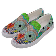 Cosmic Owl Men s Canvas Slip Ons by chellerayartisans